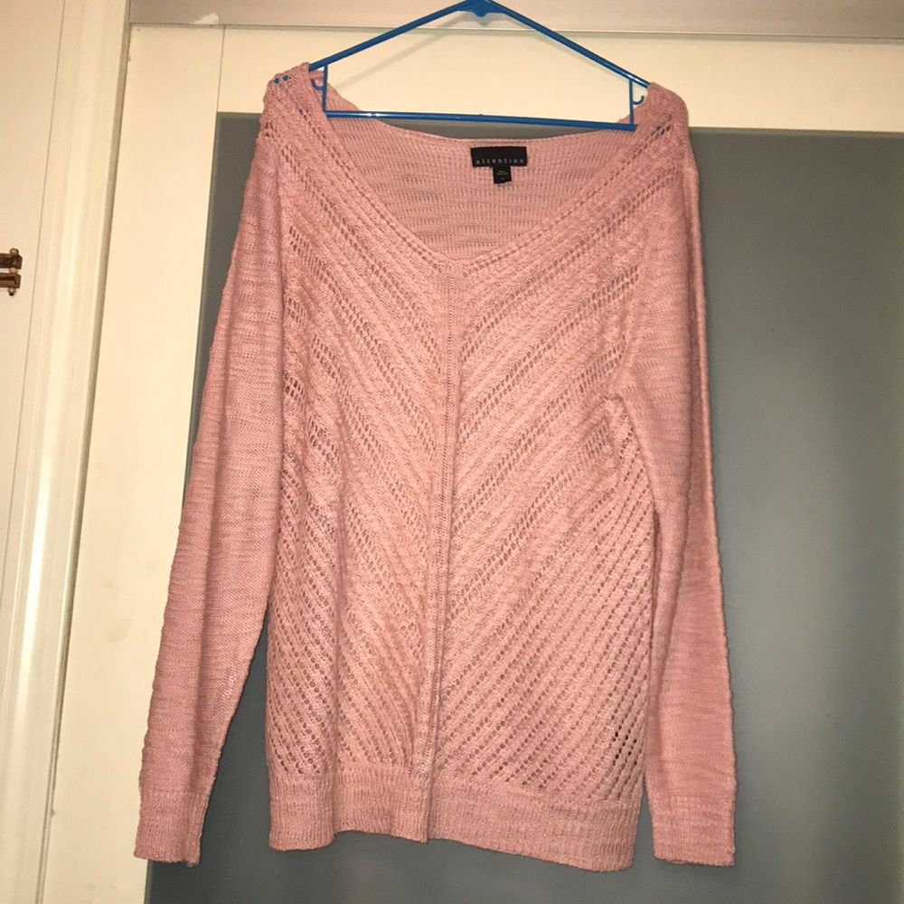 attention pink sweater